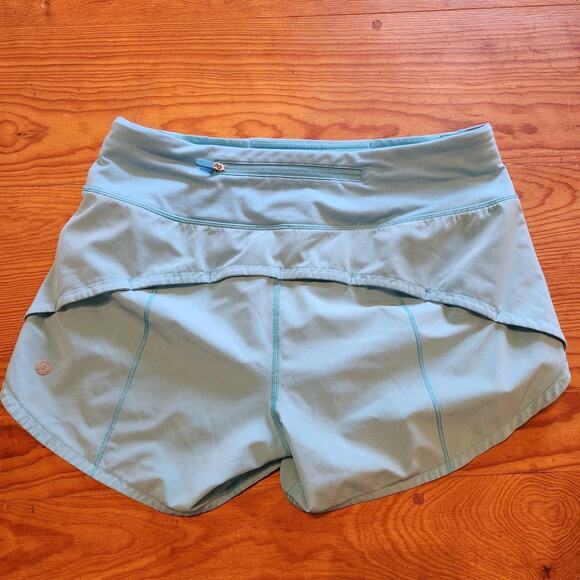LULULEMON WOMENS LOT SPEED UP HR HIGH RISE SHORTS LINED BLACK BLUE SZ 9 RUNNING - Picture 7 of 9